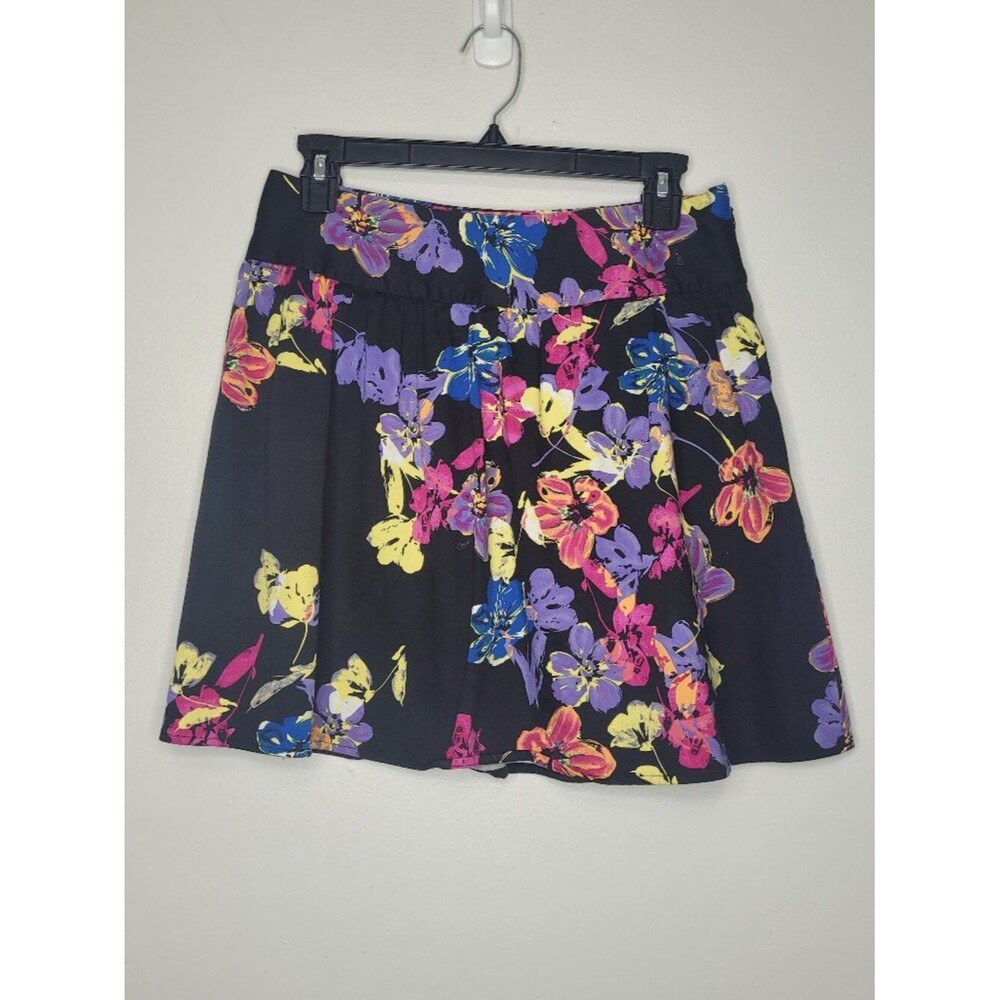 Y2k Candies black bright floral mini flirty skater skirt size 3